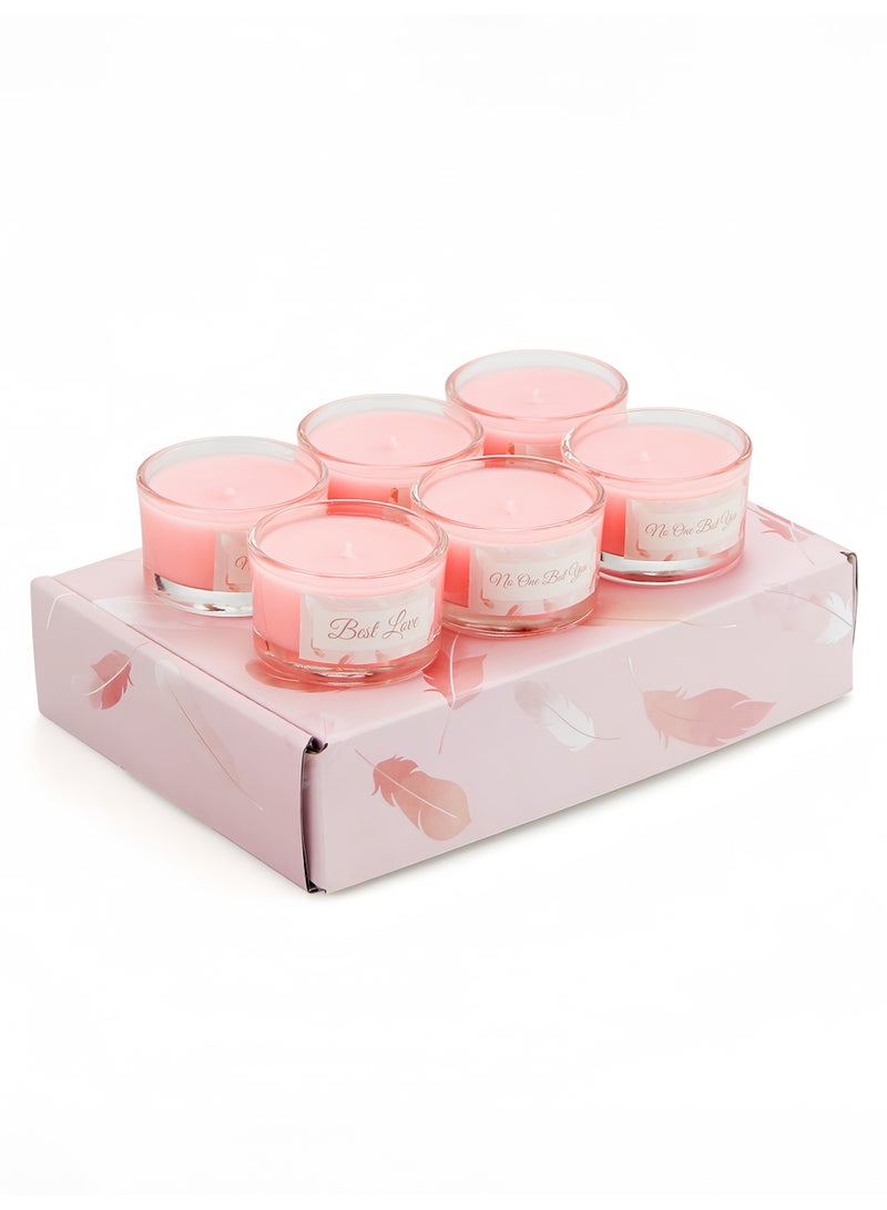 6-Pack Pink Encounter Scented Soy Wax Candles - Smokeless Aromatherapy for Home Relaxation & Gift Giving - Image 4